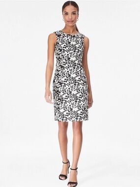 Sleeveless Black & White Floral Sheath Dress brooks brother new